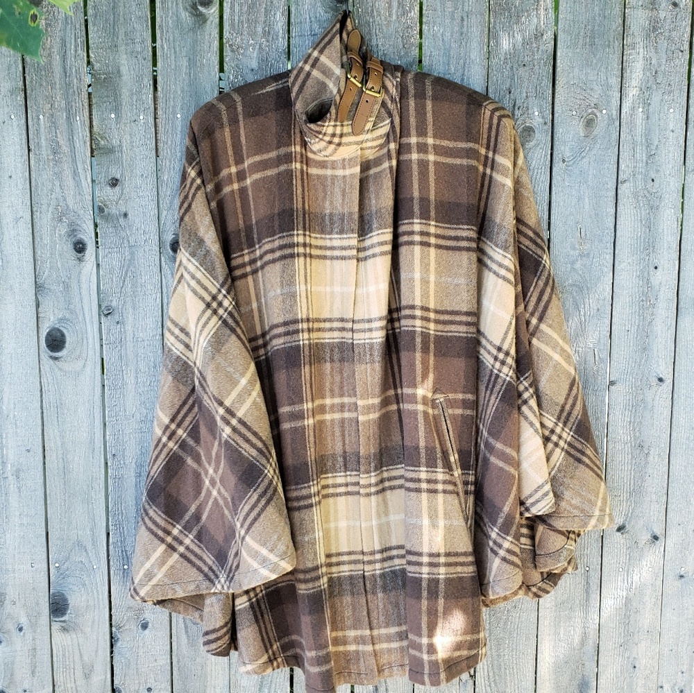 Ralph Lauren high neck double buckle poncho S/M
